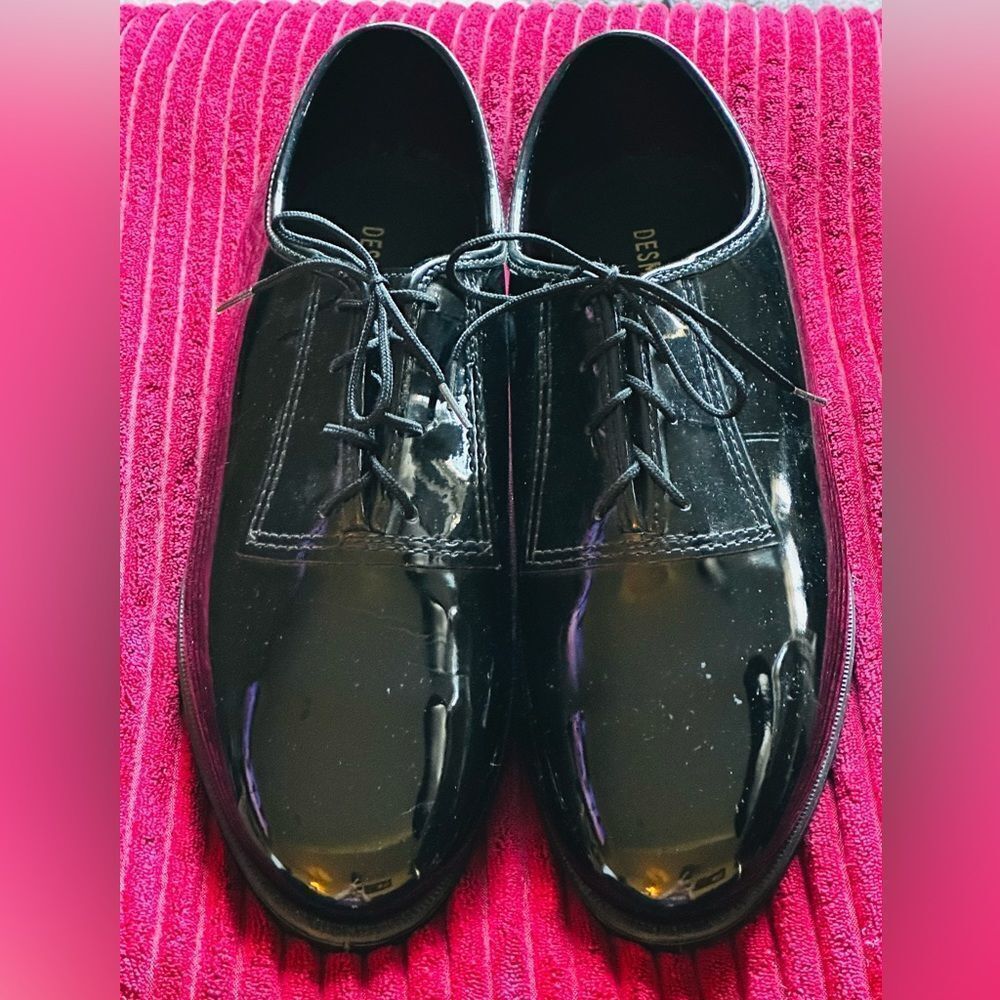 Desmond’s Black Patent Leather Tuxedo Wedding Shoes Formal lace up 10.5W - Picture 1 of 4